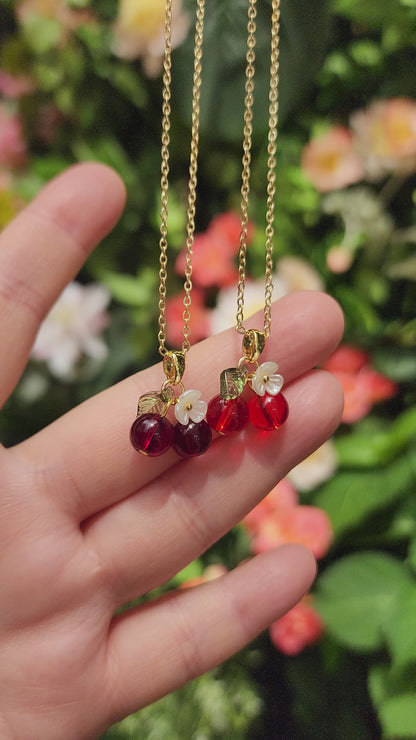 Custom Cherry Necklace | Design Your Own 14K Gold Plated Cherry Fruit Necklace