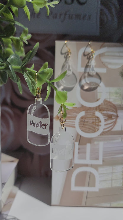 Pure Water Bottle Earrings | Light Bulb Dangle Earrings