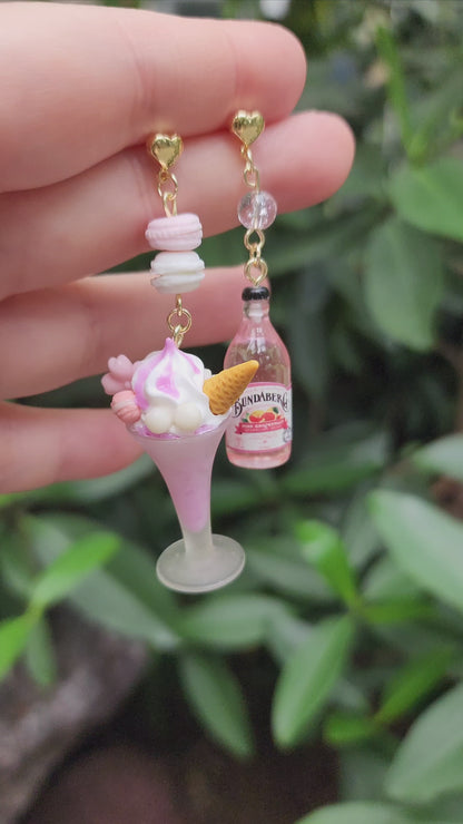 Sakura Ice cream with Sparkling Water Earrings | Fun Food Earrings