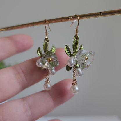 Crystal Resin Lily Dangle Earrings