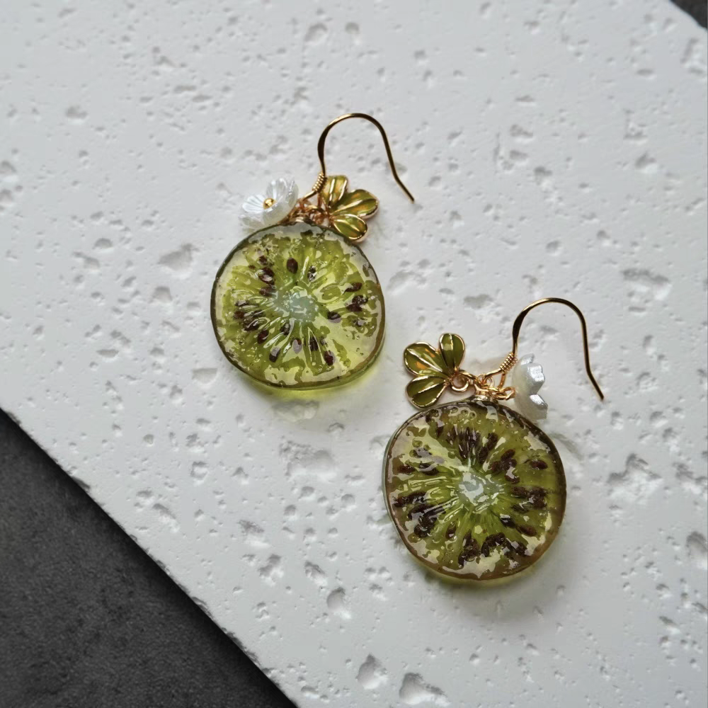 Pendientes colgantes de kiwi, pendientes de fruta Sweet Kiwi, regalo para ella