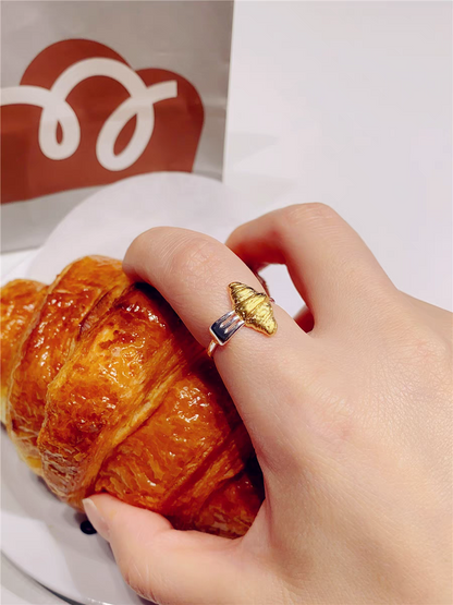 Croissant food Ring and Necklace