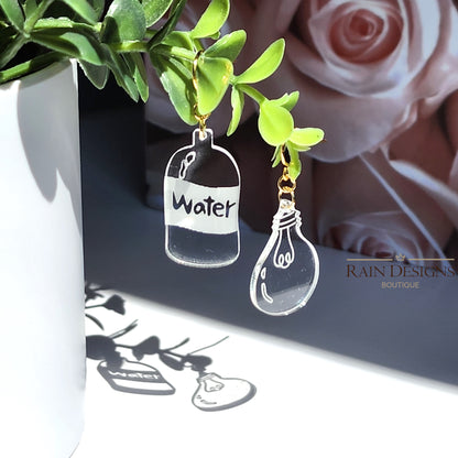 Pure Water Bottle Earrings | Light Bulb Dangle Earrings