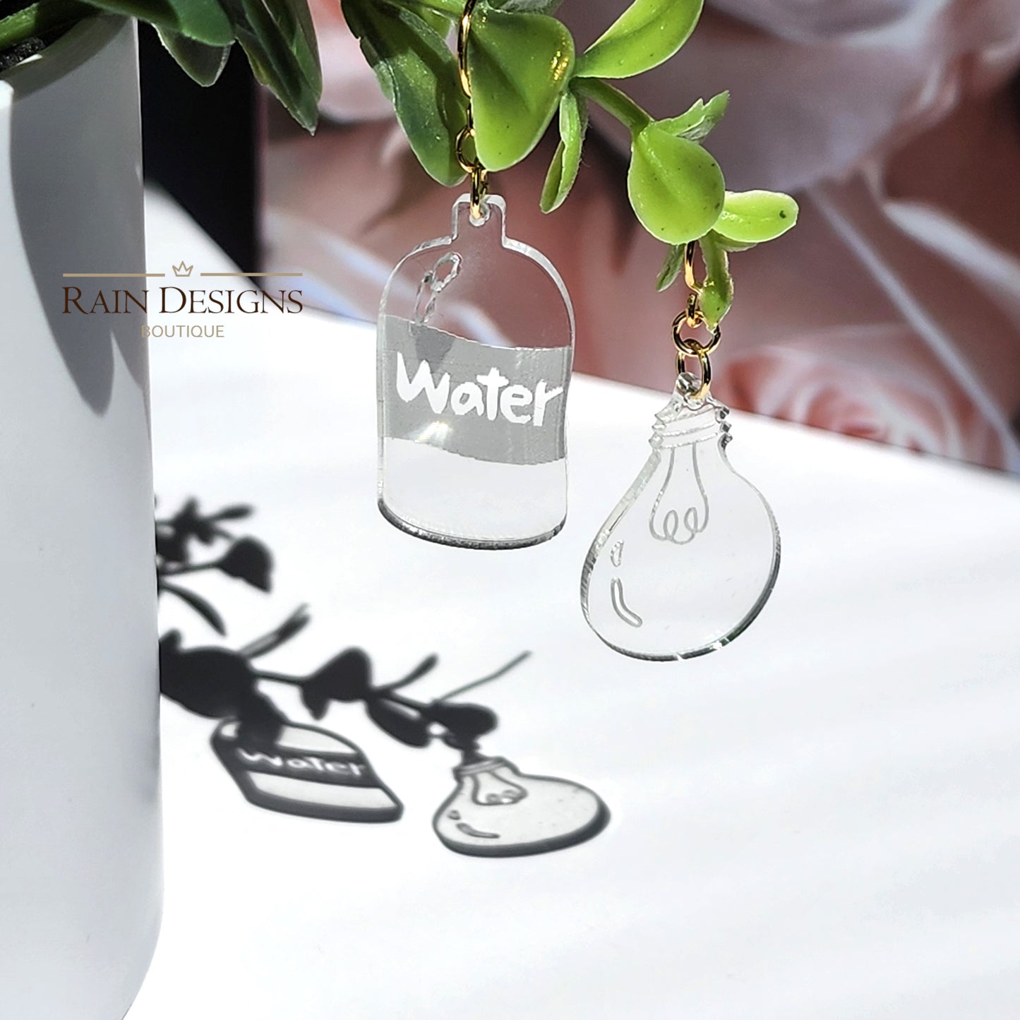 Pure Water Bottle Earrings | Light Bulb Dangle Earrings