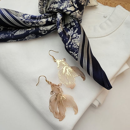 goldfish earrings, 14k gold plated earring hook/stud, animal&floral earrings