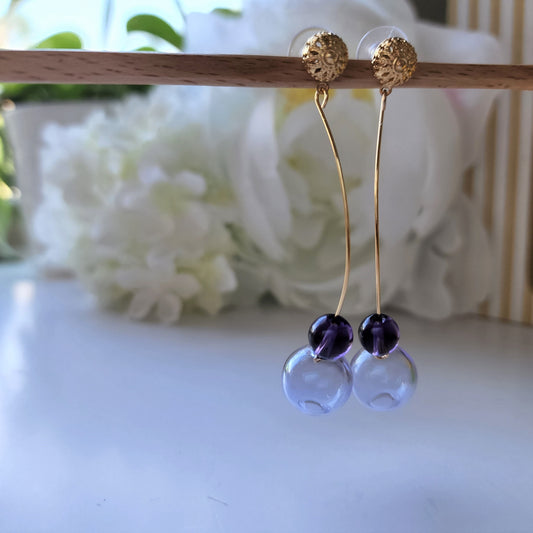 Glass bubble fun earrings, Bubble art dangle earrings, Gift for her