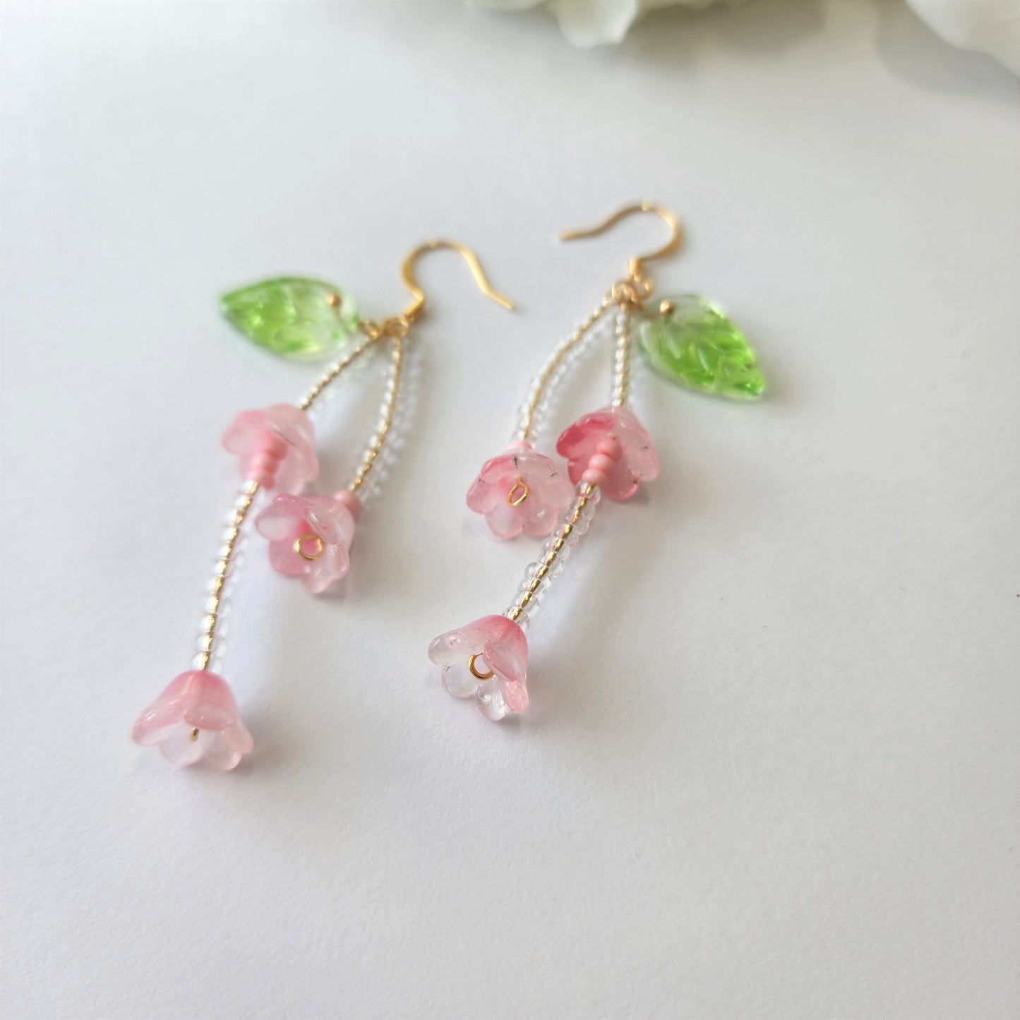 Fairytale earring, Spring floral earring, summer floral earring, unique fairytale drop earring, special bridal earring, pink flower earring