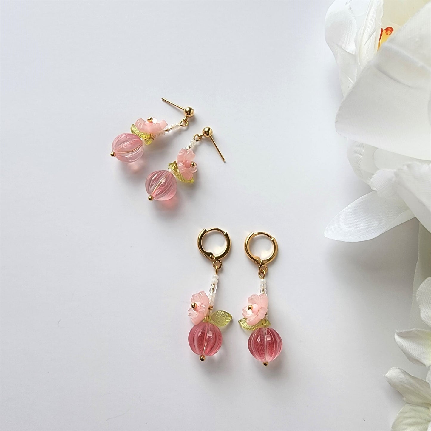 Sakura flower earrings, Sakura dangle earrings, Sakura Japanese flower earrings, floral earrings, gift for her