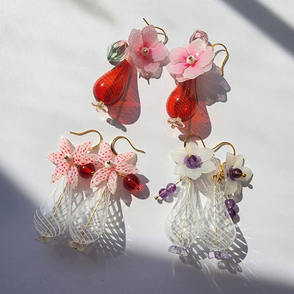 Flower vase earring-flower in pot-flower bouquet earrings-peony flowers in vase-daffodil flower in vase- floral earrings