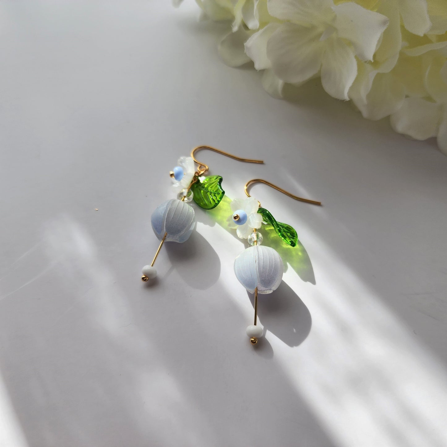 Soft color Flower Earrings, Flower and flower bud earrings, Floral Spring Earrings, Bridesmaid Earrings, Unique Bridal Party Earrings