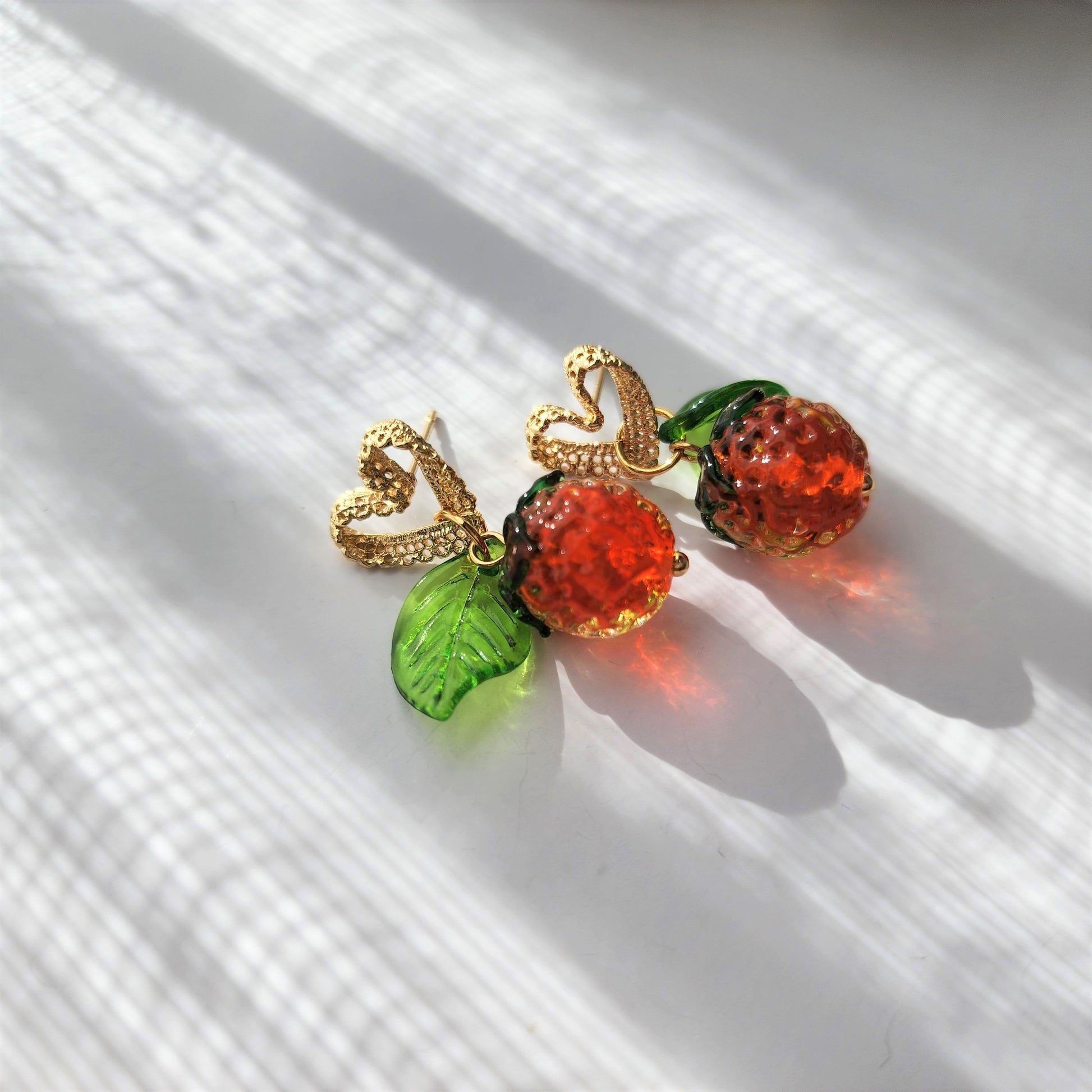 Large orange earrings, Big glass orange dangle earrings, Fruit earrings, Food earrings,gift for her