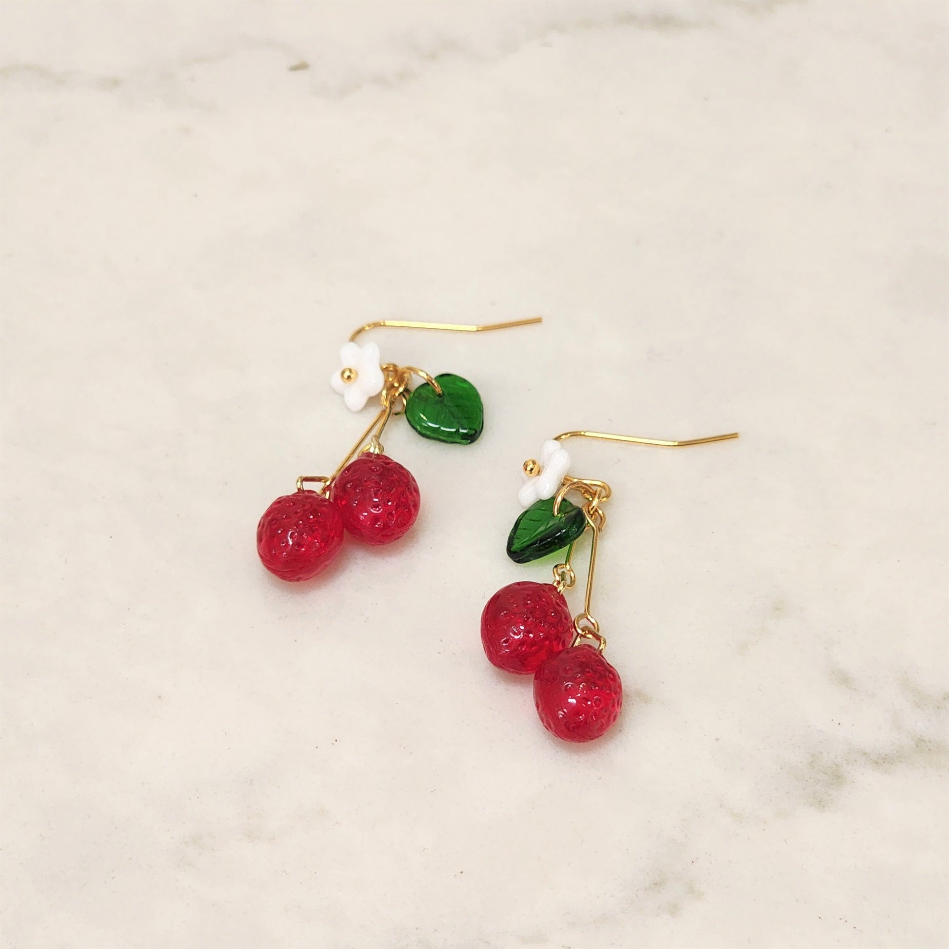 Strawberry earrings, cute strawberry dangle earrings, a bunch of strawberry, gift for her