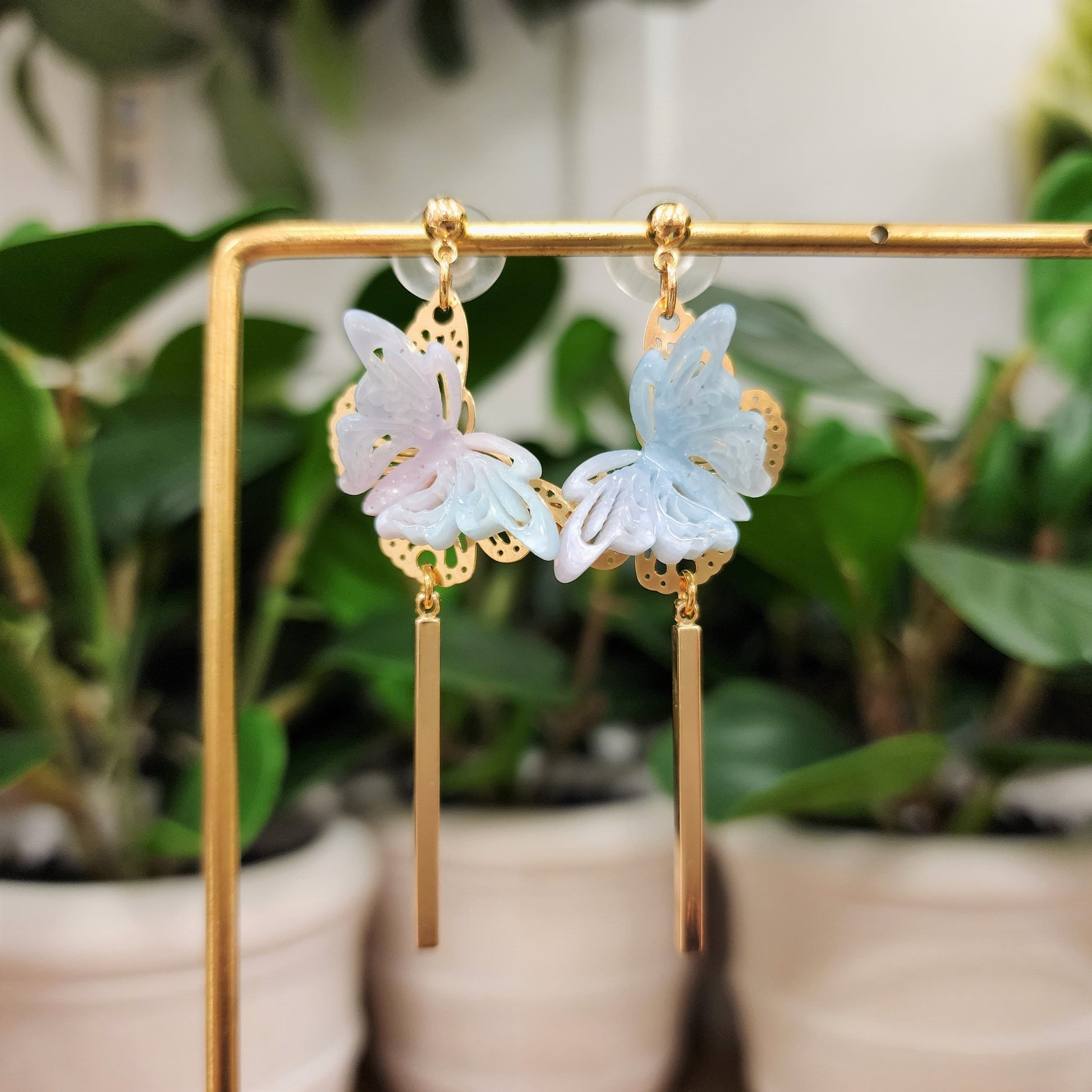 Butterfly earrings, butterfly dangle earrings, Oriental earrings, gift for her