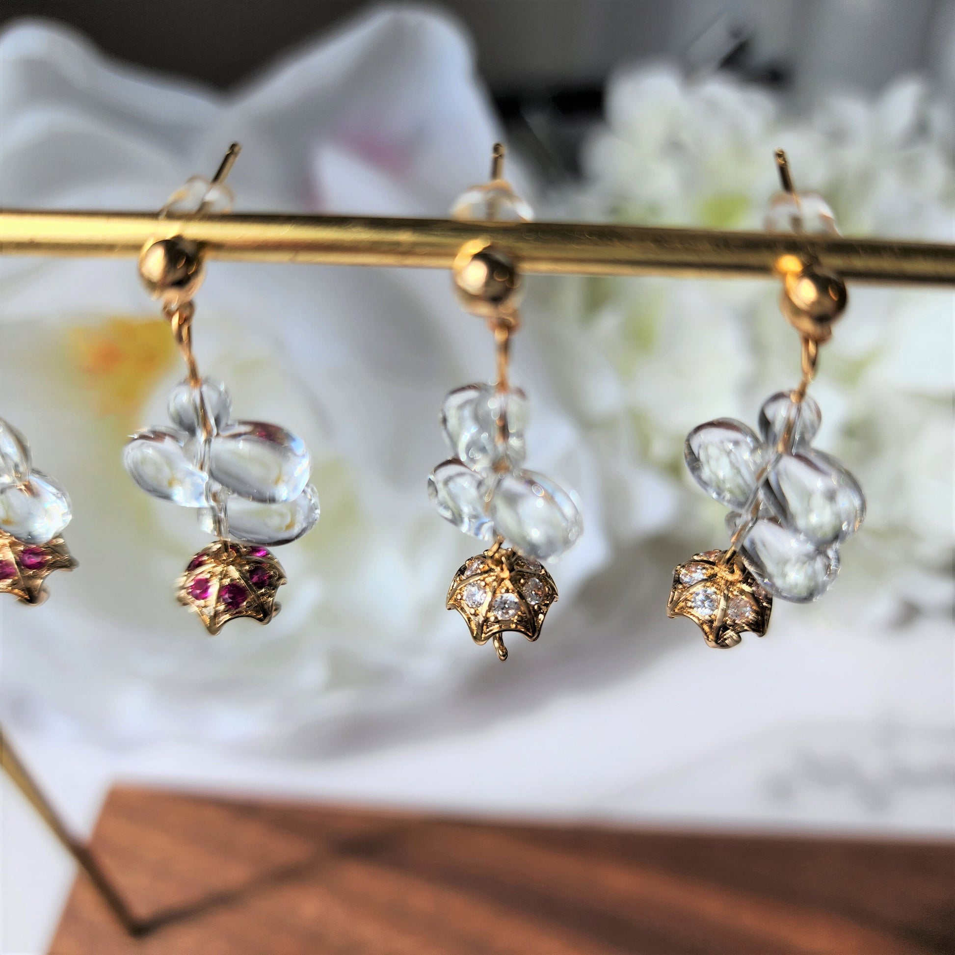 umbrella and rain drops earring, raining day earring, umbrella dangle earring, pretty rain earring, kawaii earring