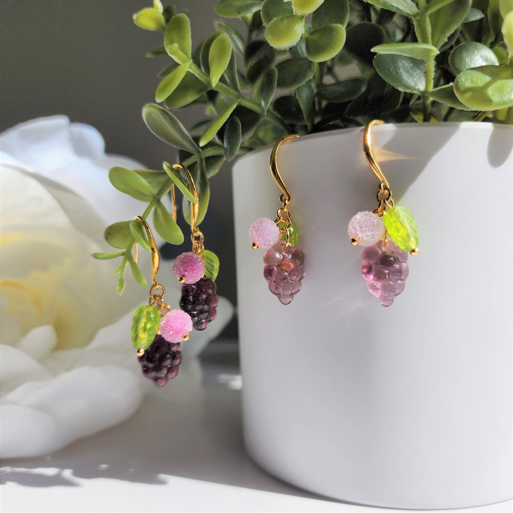 Candy sweet grapes earrings, Grape dangle earrings, fruit earrings, gift for her