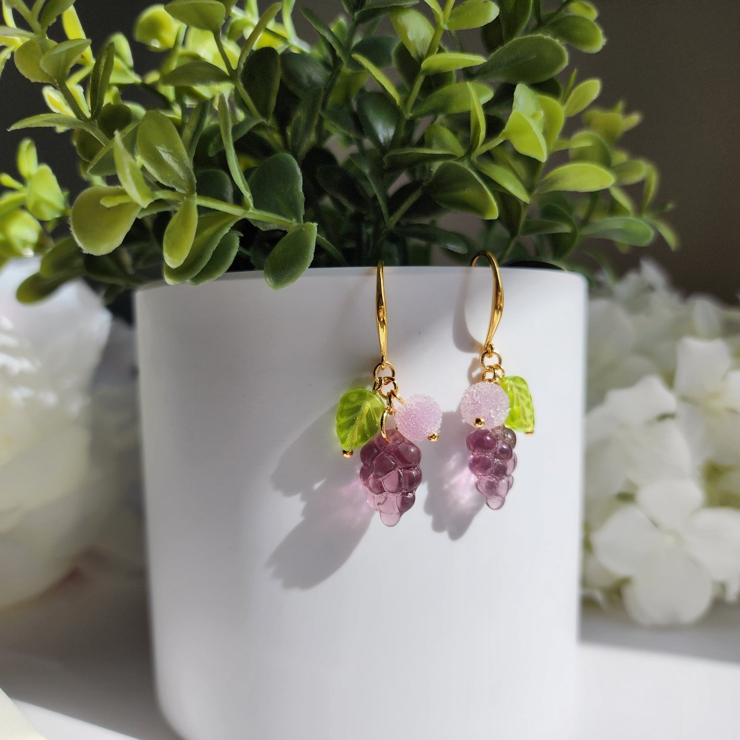 Candy sweet grapes earrings, Grape dangle earrings, fruit earrings, gift for her