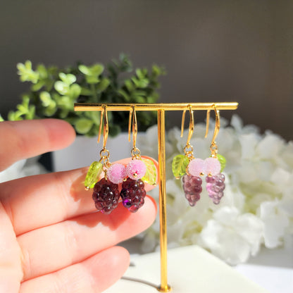 Candy sweet grapes earrings, Grape dangle earrings, fruit earrings, gift for her