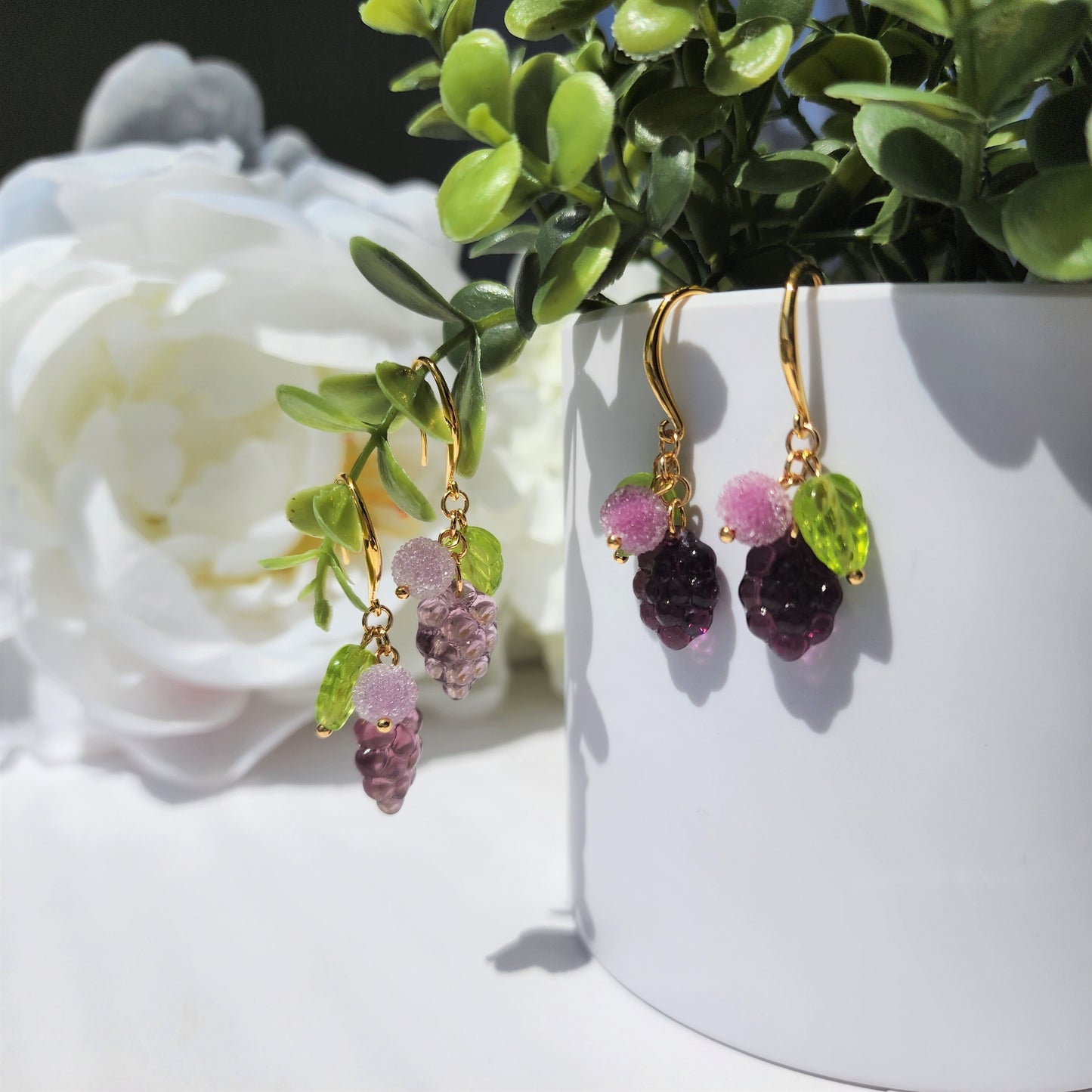 Candy sweet grapes earrings, Grape dangle earrings, fruit earrings, gift for her