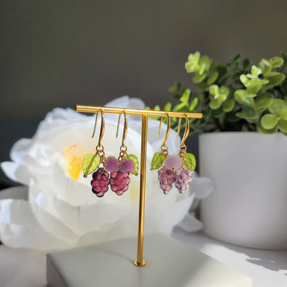 Candy sweet grapes earrings, Grape dangle earrings, fruit earrings, gift for her