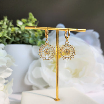 Ferris wheel huggie hoop earrings, sparkling dangle huggie earrings, gift for her