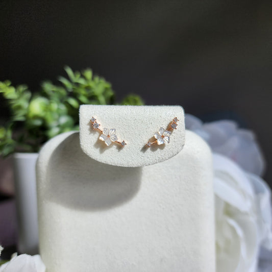 Rose gold vermeil White Sakura stud earrings, 925s Natural mother of pearl Sakura flower stud earrings, gift for her