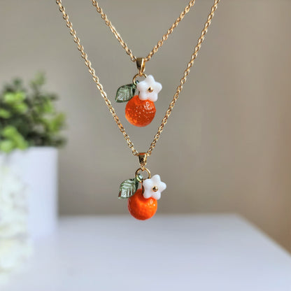 Orange necklace, Glass orange necklace, gift for her