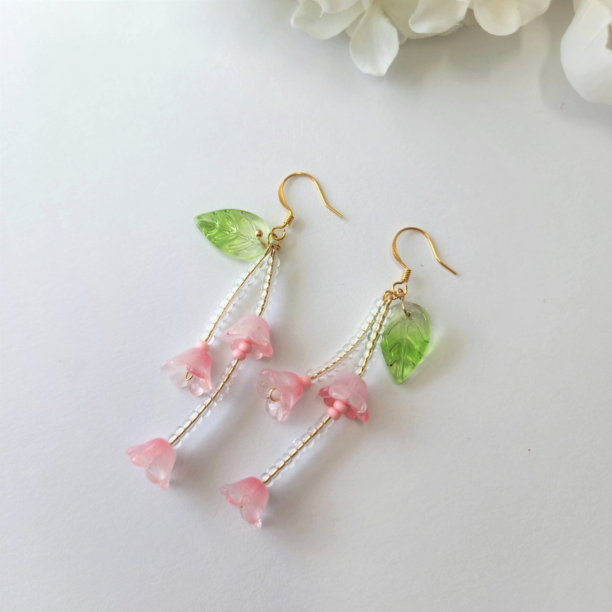 Fairytale earring, Spring floral earring, summer floral earring, unique fairytale drop earring, special bridal earring, pink flower earring