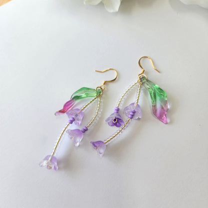 Fairytale earring, Spring floral earring, summer floral earring, unique fairytale drop earring, special bridal earring, pink flower earring