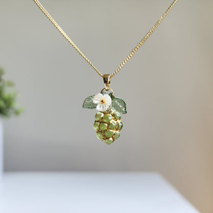 Gold decor transparent grape necklace, Fruit grape necklace, Food necklace, Gift for her