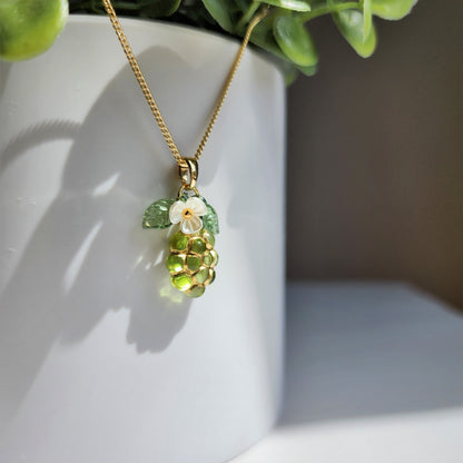 Gold decor transparent grape necklace, Fruit grape necklace, Food necklace, Gift for her