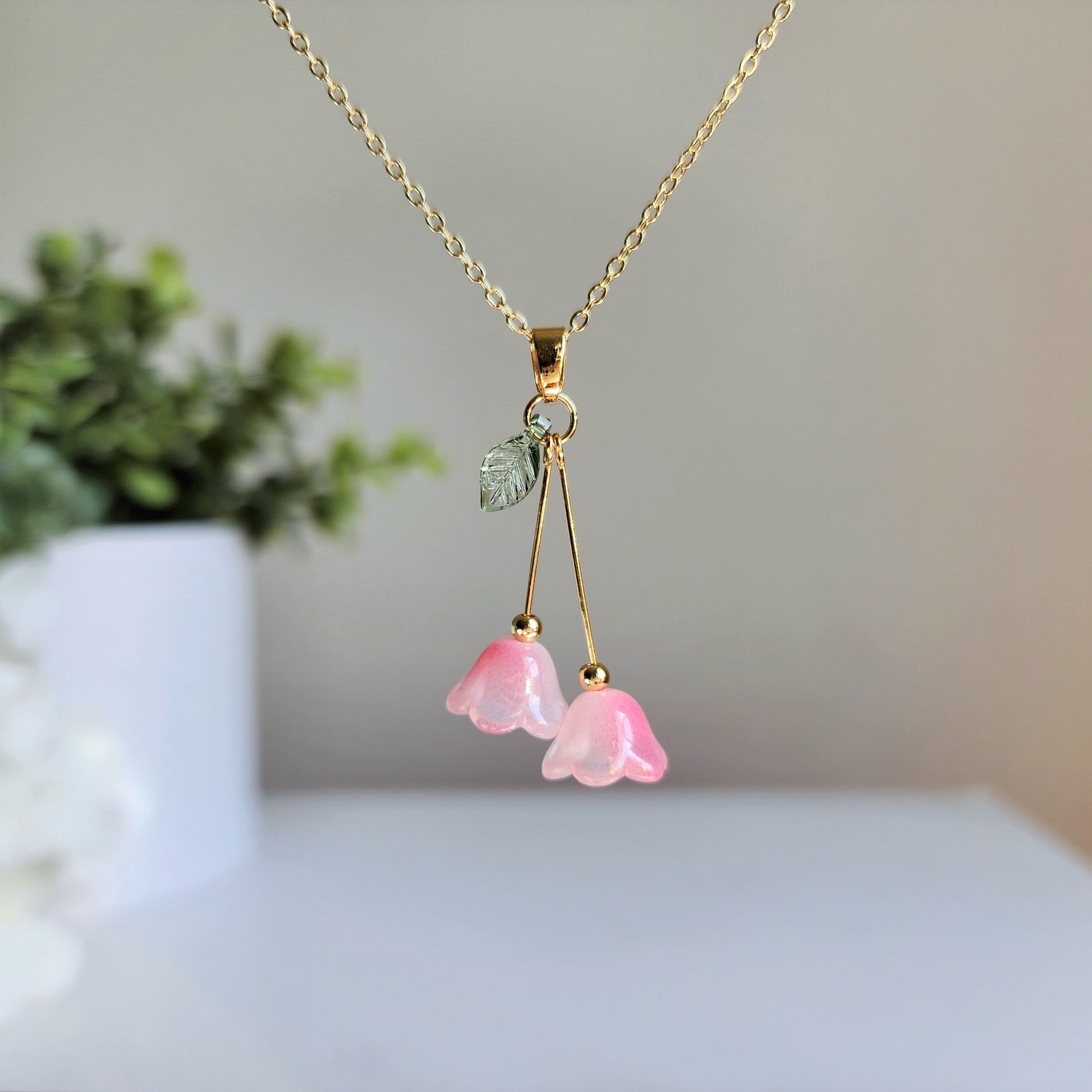 Lily of the valley necklace, Lily flower necklace, Gift for her