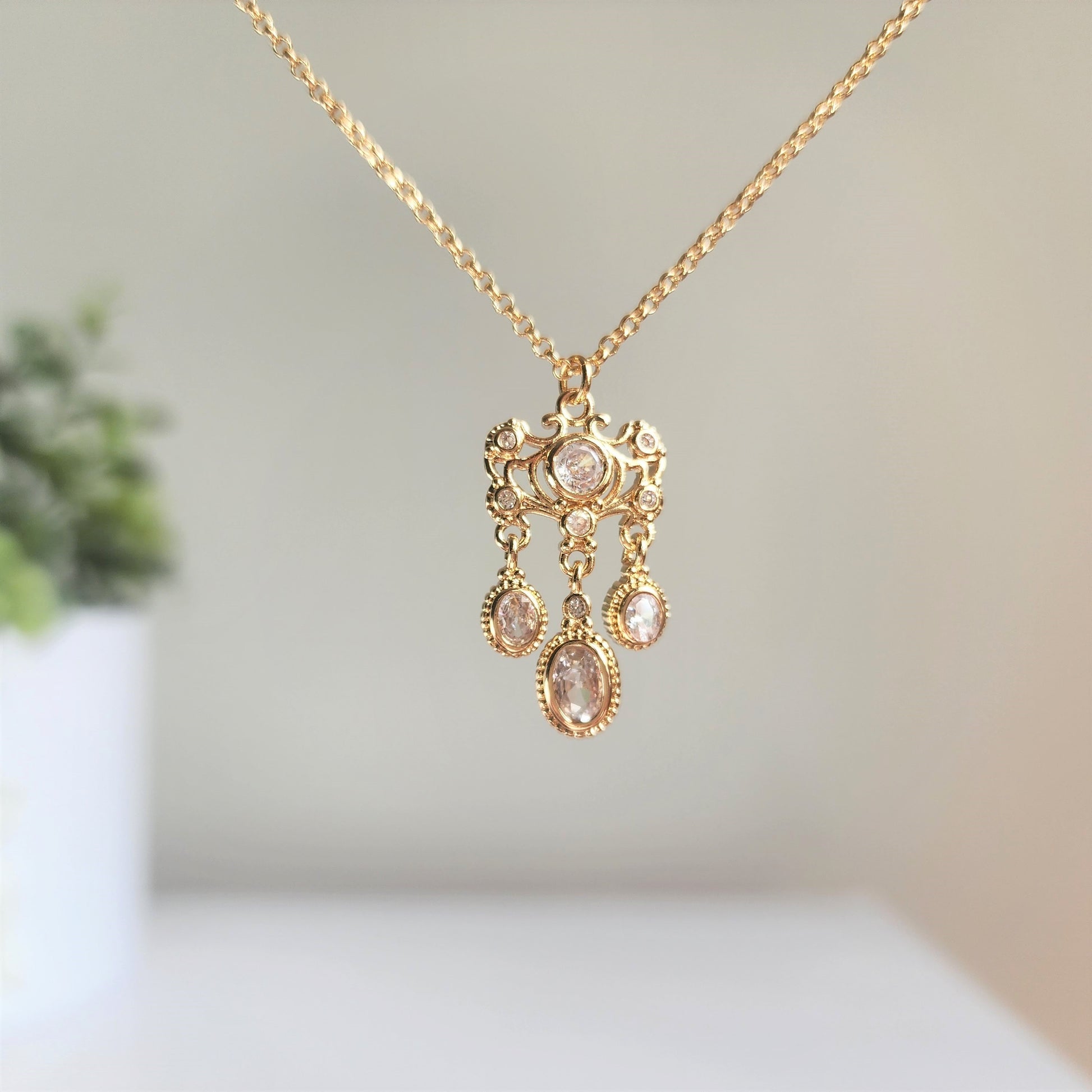 Chandelier pendent necklace, Cinderella inspired necklace, princess charm necklace, gift for her