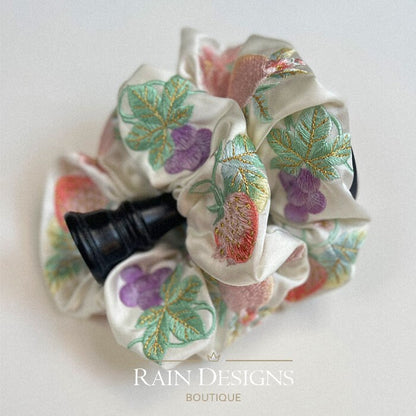 Fruit embroidery scrunchie,