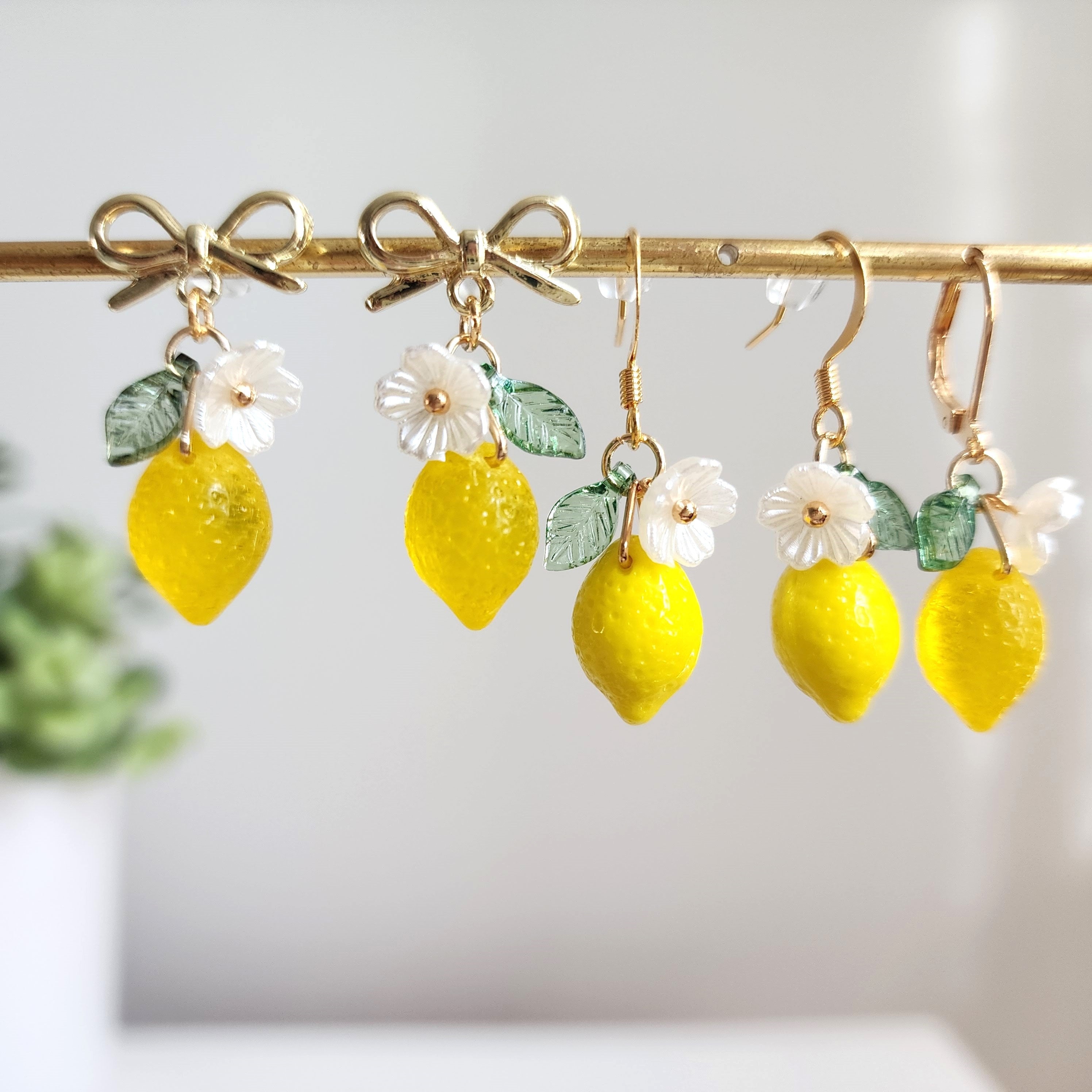 Beaded Lemon Earrings | Yellow Earrings | Beaded Fruit Earrings Cute store | Realistic 3D Food Earrings | Personalized Gift | Handmade Jewelry