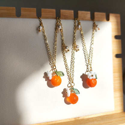 Orange bracelet, Czech glass orange bracelet, Fruit bracelet, Gift for her